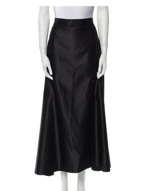 🔥Tadashi Shoji Black Midi Skirt- Size  8 Elegant Satin A-Line